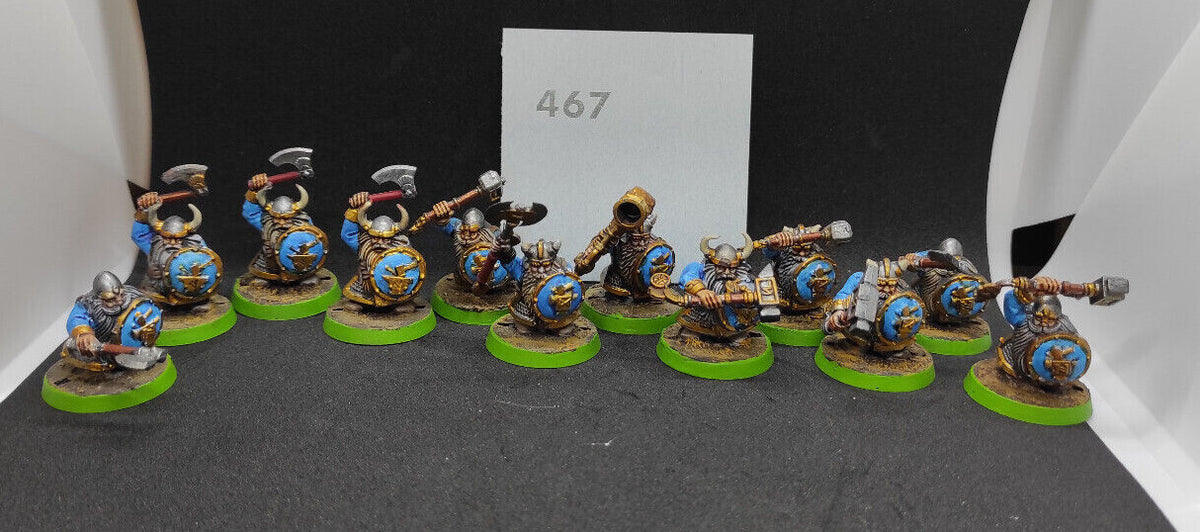 (12) Dwarf Warriors Plastic Painted Warhammer Fantasy Miniatures -1836-