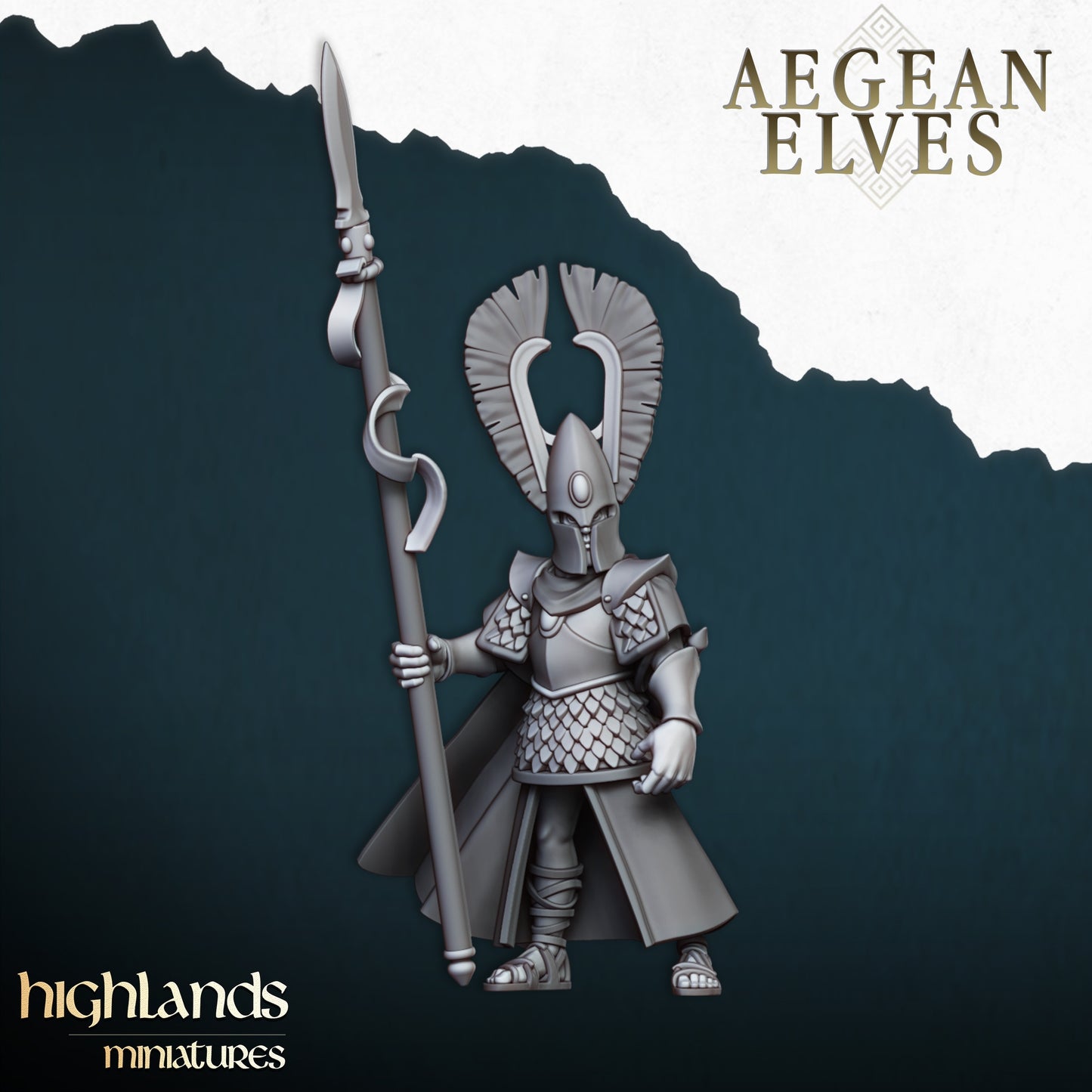 Aegean Elf Hero with Lance - Highlands Miniatures (1)
