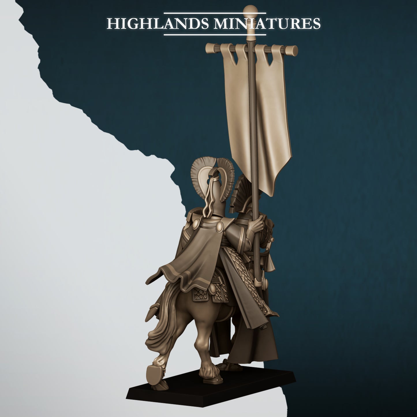 Mounted Aegean Lord BSB - Highlands Miniatures (1)
