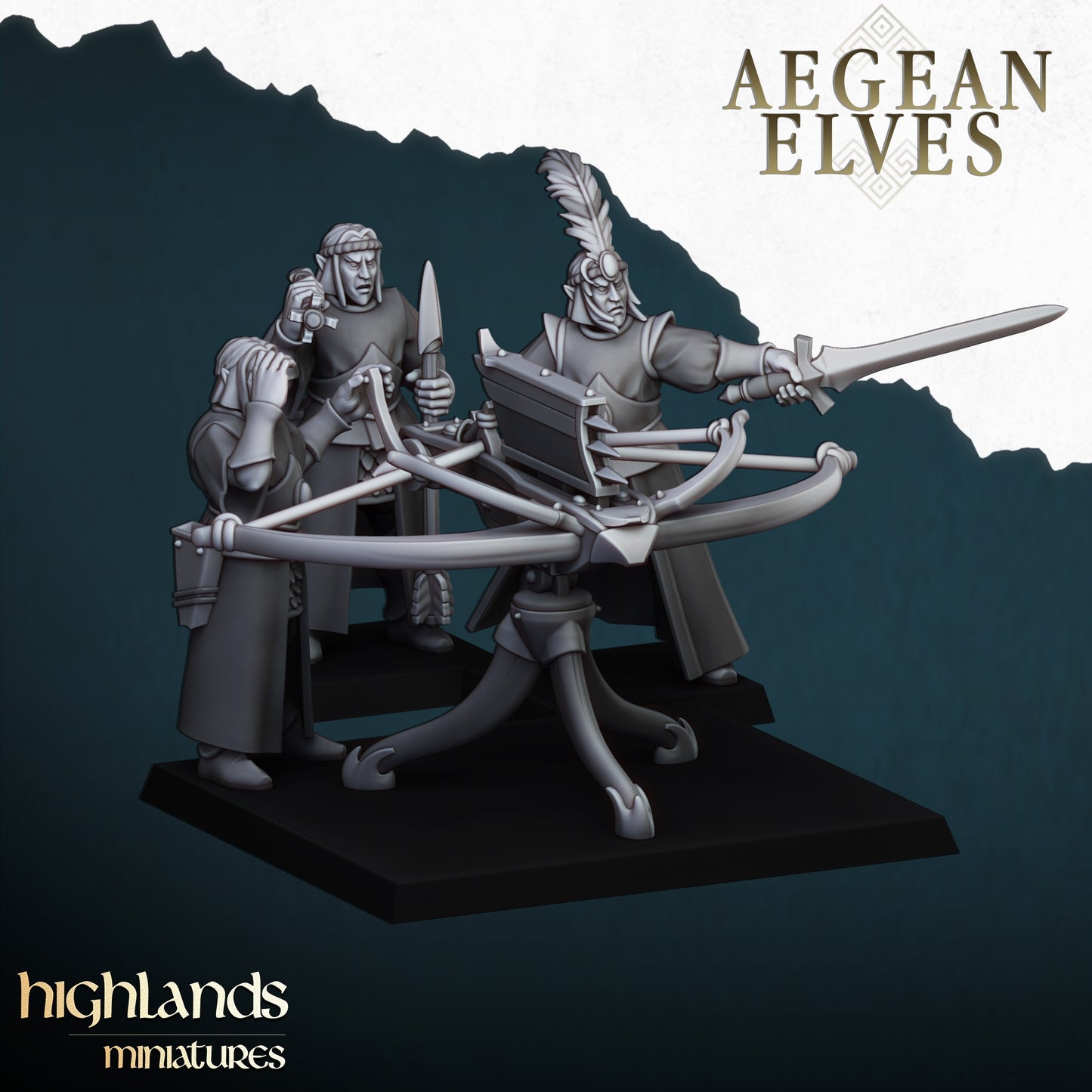 Aegean Elves Balista with crew - Highlands Miniatures (1)