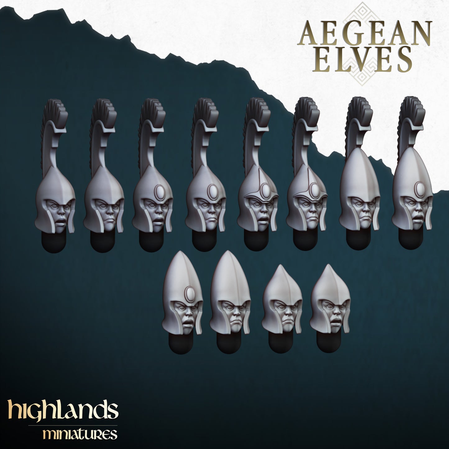 Aegean Elf Heads set 1 - Highlands Miniatures