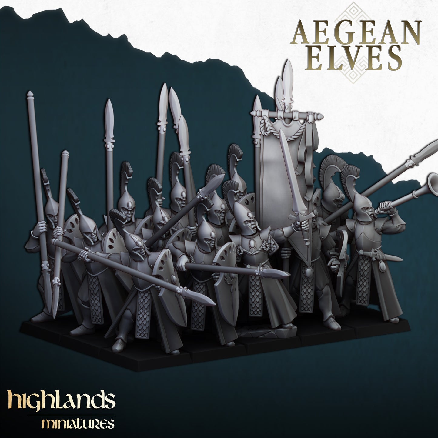 Aegean Elves Spearmen - Highlands Miniatures (10)