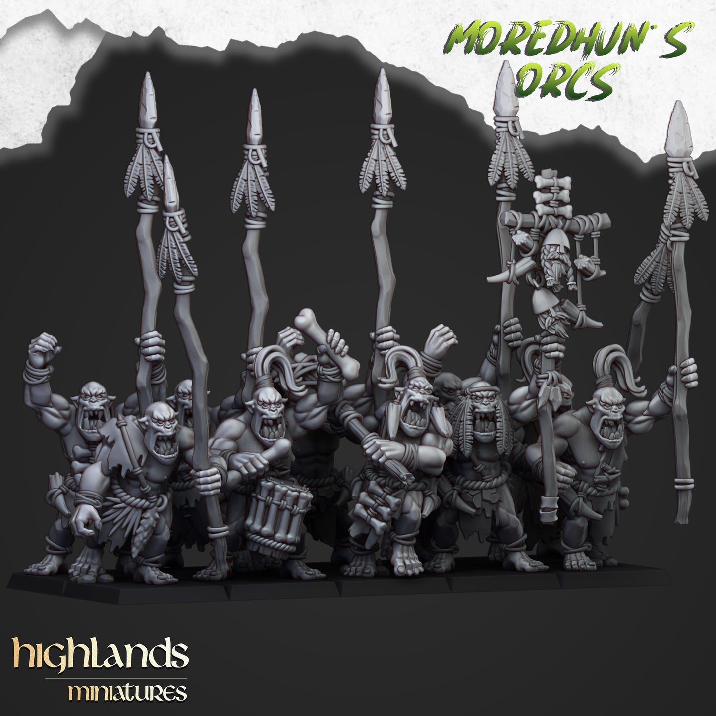 Cave Orcs with Spears - Highlands Miniatures (10)