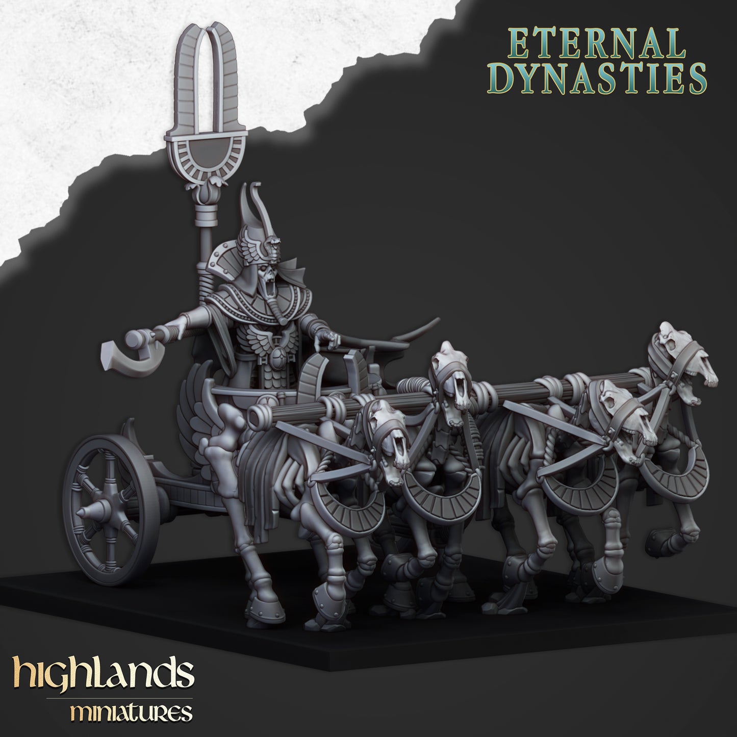 Eternal Pharaoh on chariot - Highlands Miniatures (1)