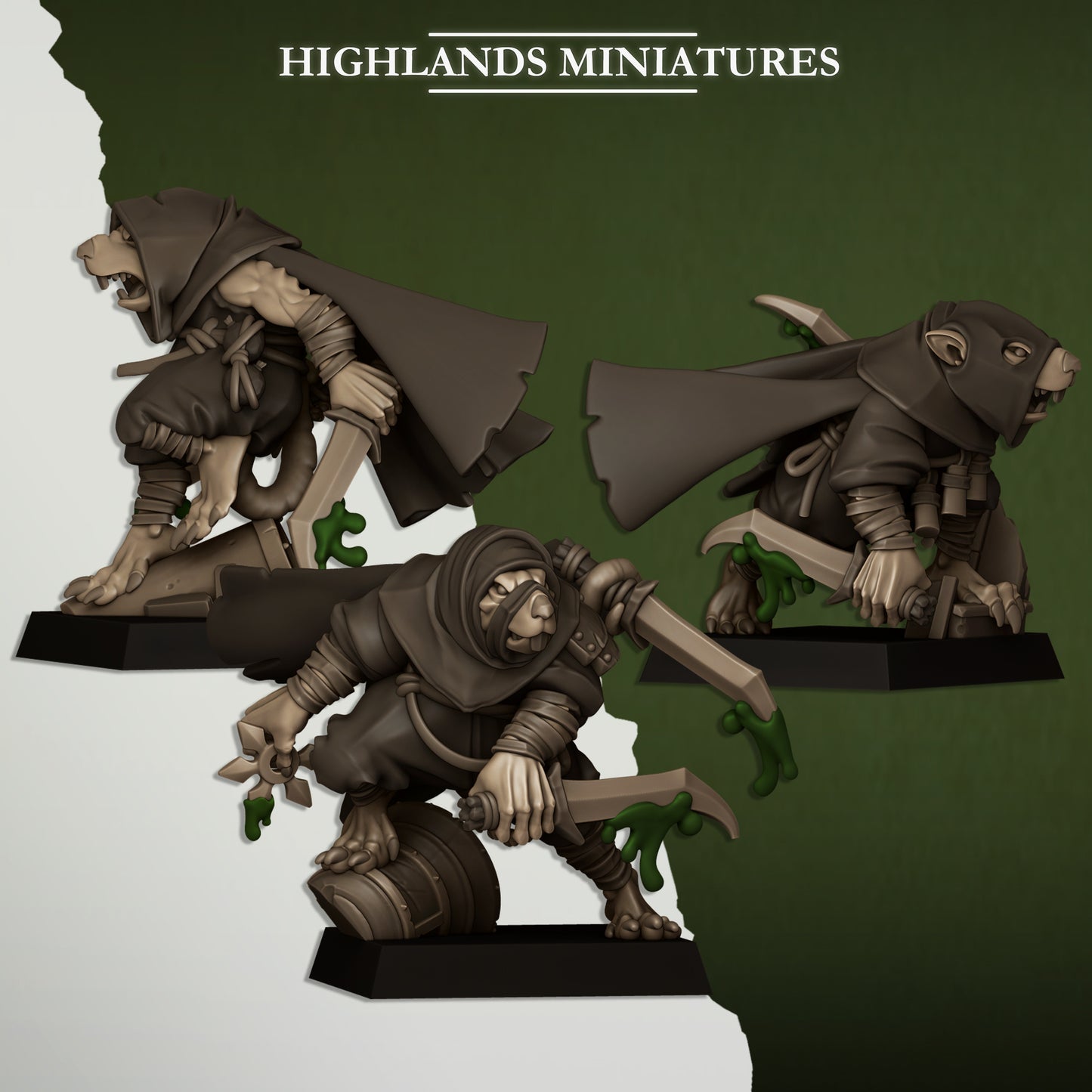 Sewer Vermin Assassins - Highlands Miniatures (3)