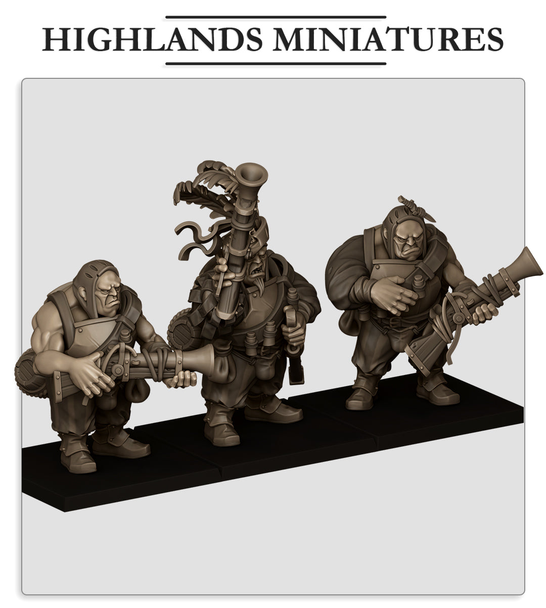 Sunland Ogres with Blunderbuss - Highlands Miniatures (3)