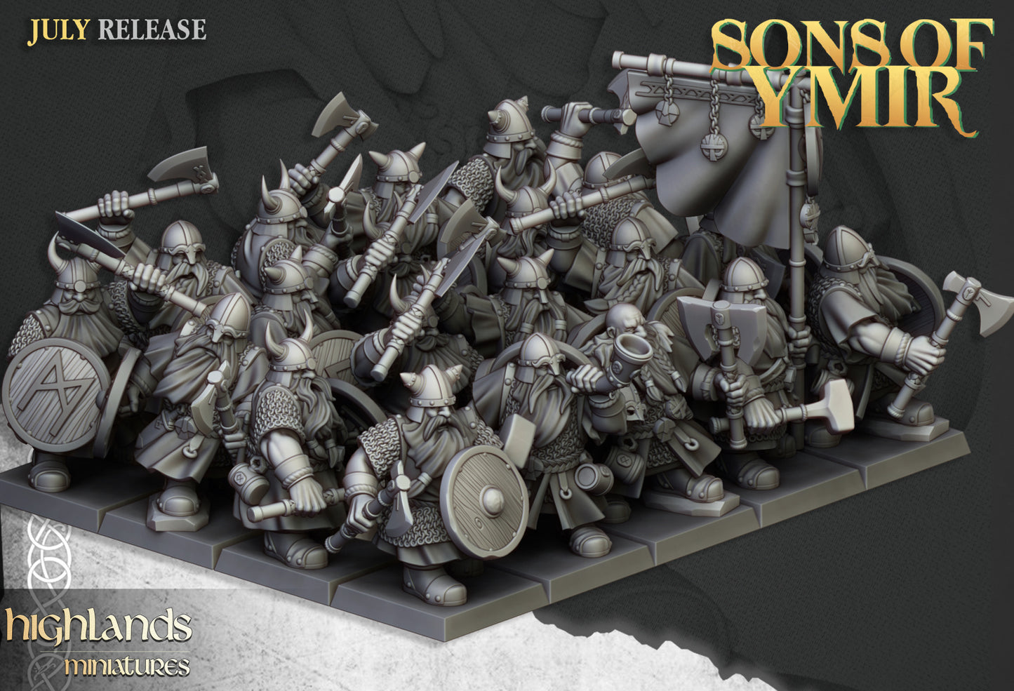 Dwarfs Warriors Unit with Spear and Shield- Highlands Miniatures (10)