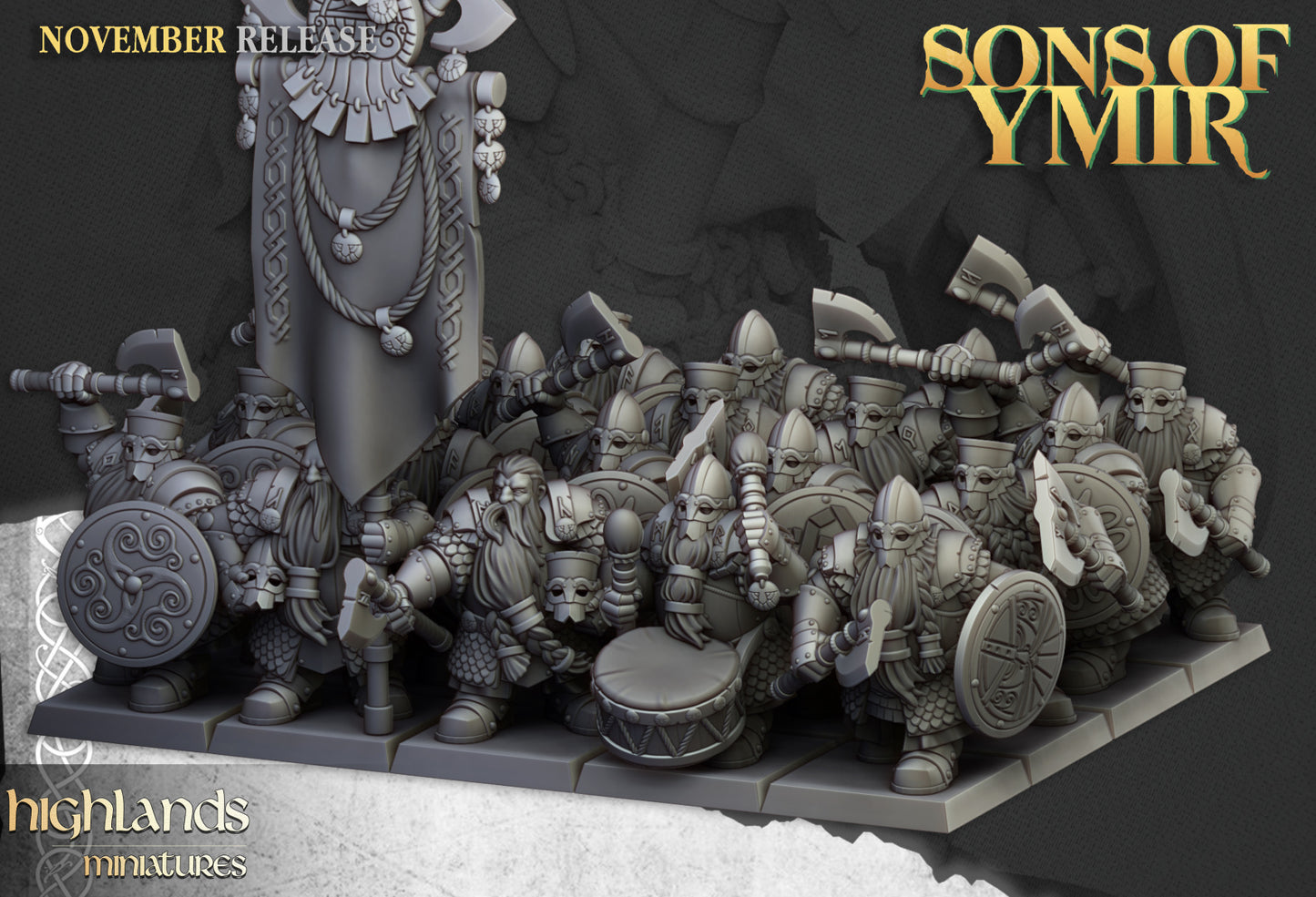 Dwarf Huscarls Unit - Highlands Miniatures (10)