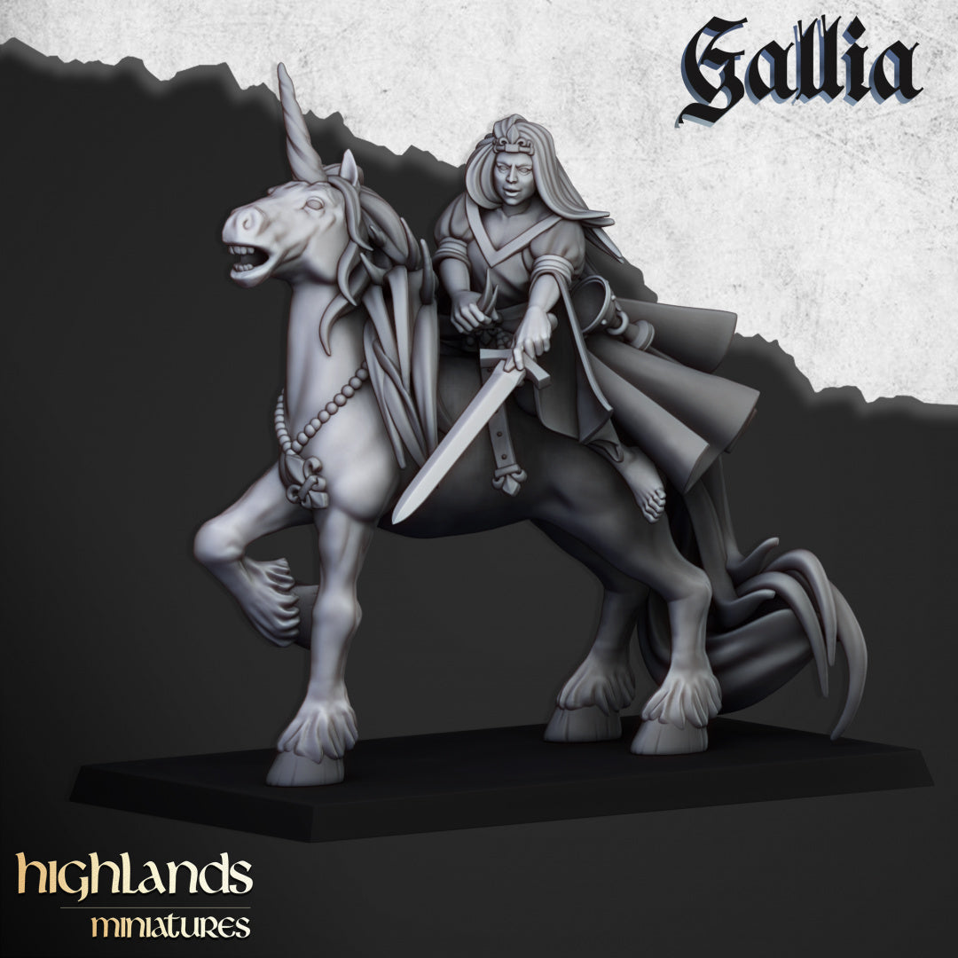 Lady of Gallia on Unicorn - Highlands Miniatures (1)