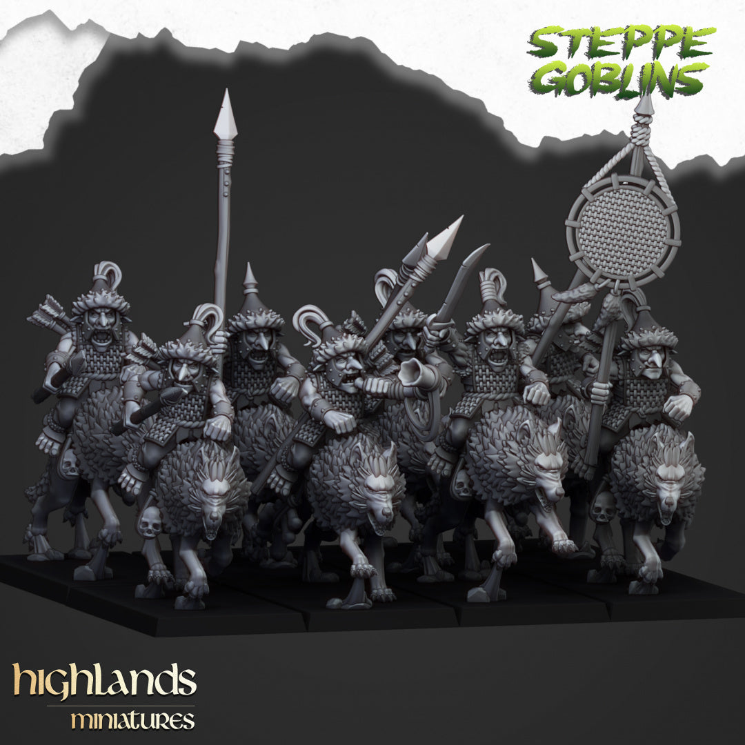 Mounted Steppe Goblins with lances - Highlands Miniatures (5)