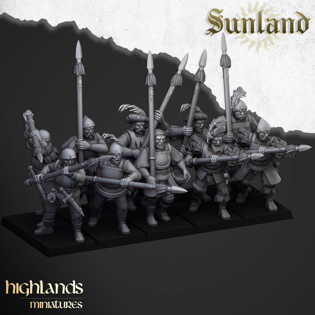 Sunland Troops with Spears - Highlands Miniatures (10)