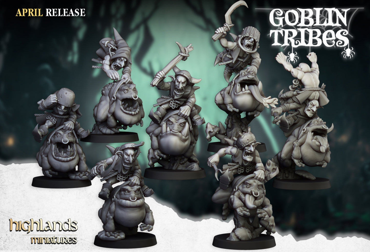 Swamp Goblins Frog Riders - Highlands Miniatures (10)