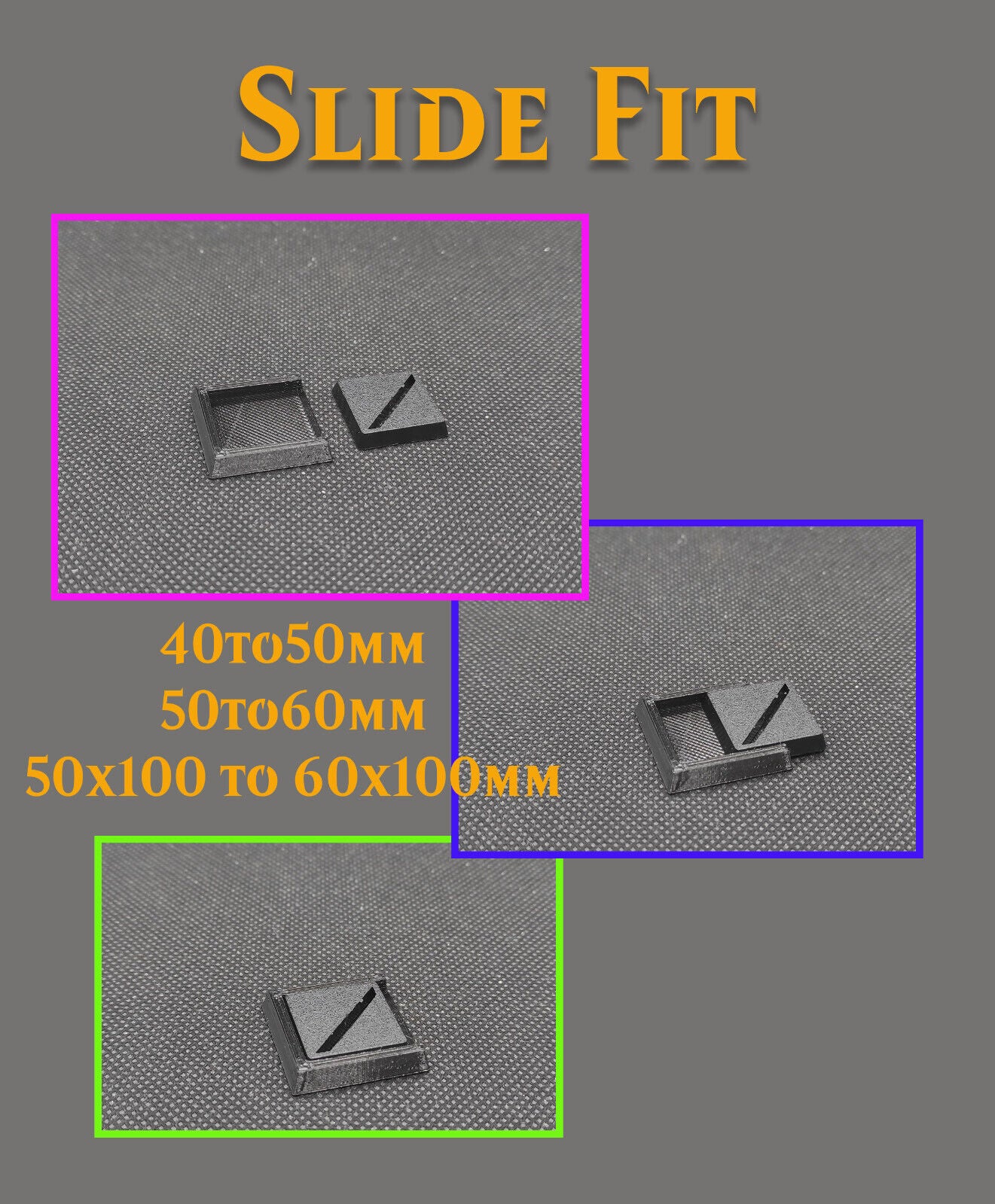 (3) Compatible With Warhammer TOW 3 square bases adapters Black