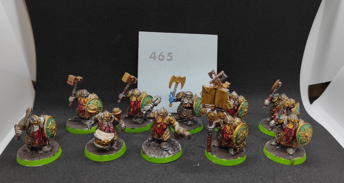 (10) Dwarf Dispossessed Ironbreakers Plastic Painted Warhammer Fantasy Miniatures -1834-
