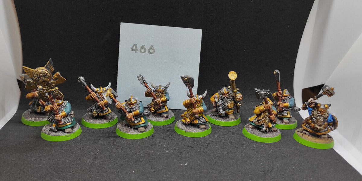 (10) Dwarf Warriors Plastic Painted Warhammer Fantasy Miniatures -1835-