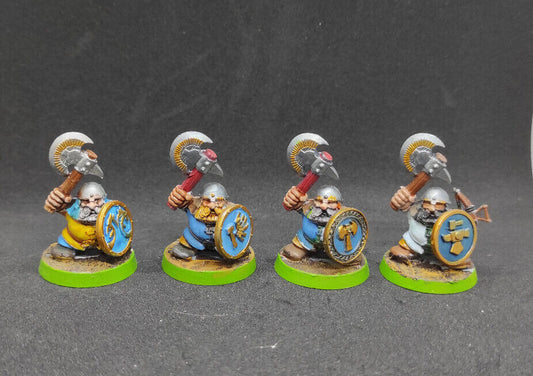 (4) OOP Dwarf Warriors Plastic Painted Warhammer Fantasy Miniatures -1837-