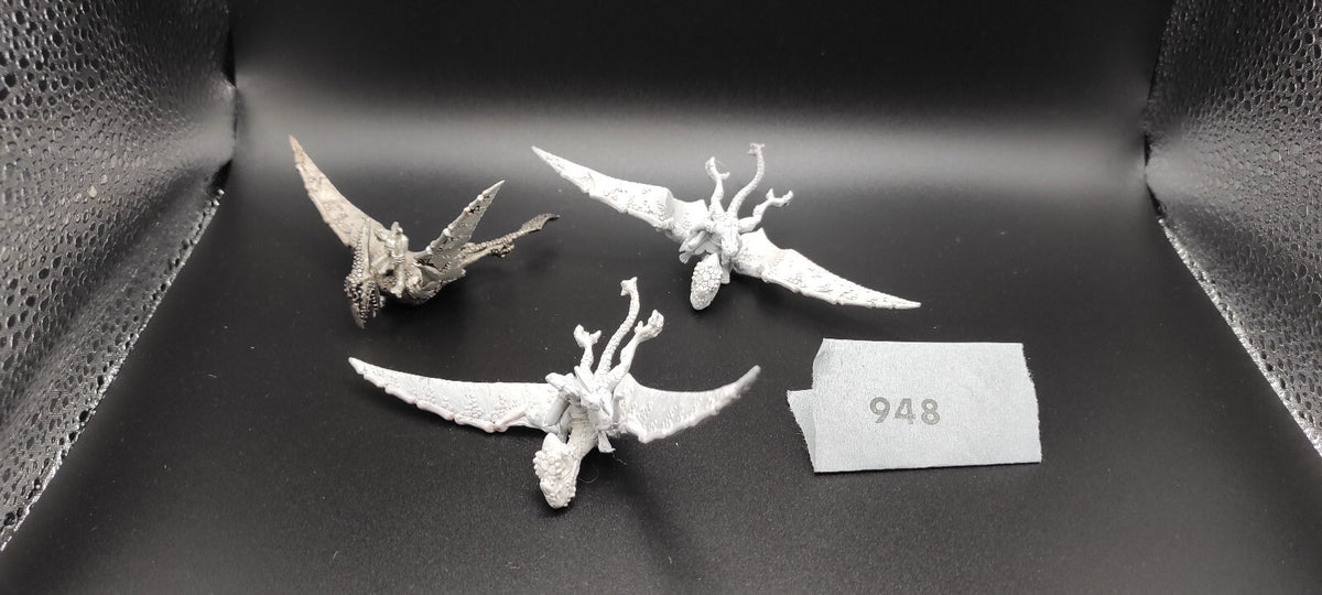 (3) Terradon Rider OOP METAL Lizardmen Warhammer Fantasy Miniatures -1047-