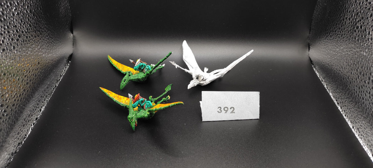 (3) Terradon Rider OOP METAL Lizardmen Warhammer Fantasy Miniatures -1048-