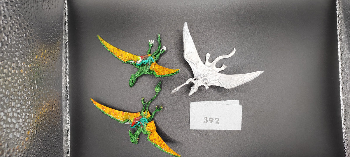 (3) Terradon Rider OOP METAL Lizardmen Warhammer Fantasy Miniatures -1048-