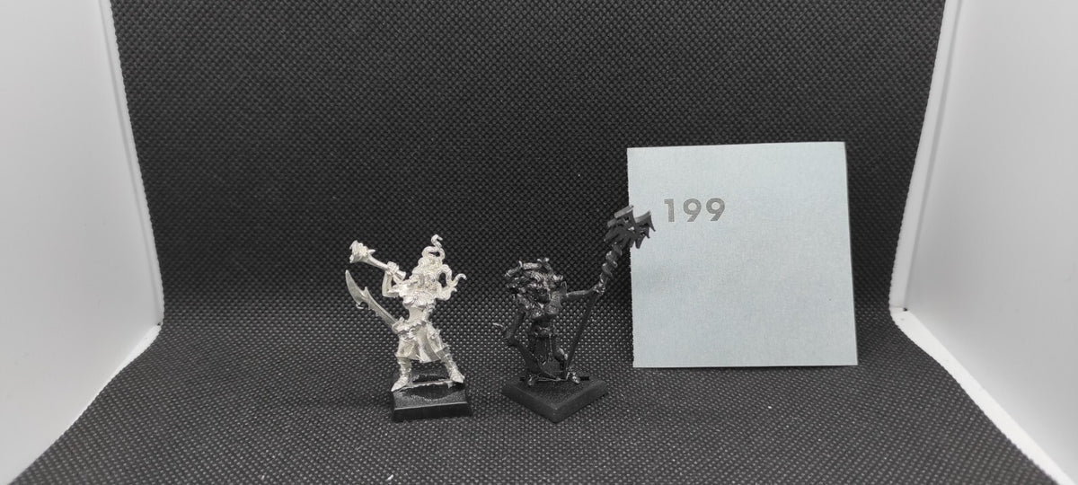 (2) Witch Standard+Musician Metal OOP Dark Elves Warhammer Fantasy Miniatures -1686-