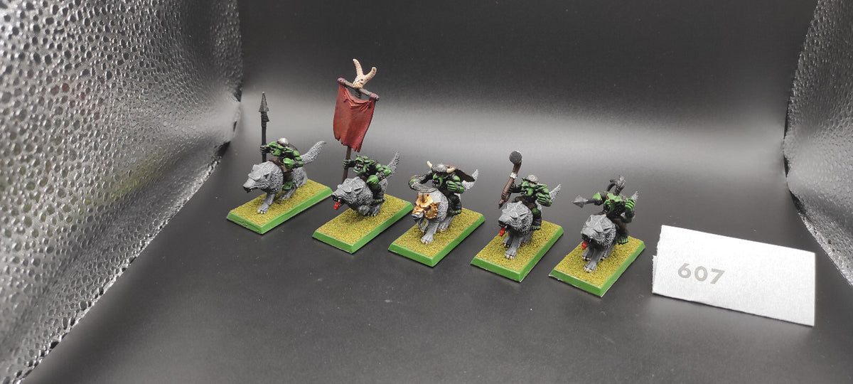 (5) Goblin Wolf Riders Orcs & Goblins Warhammer Fantasy Miniatures -1609-