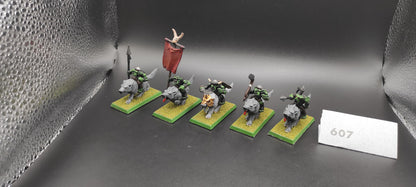 (5) Goblin Wolf Riders Orcs & Goblins Warhammer Fantasy Miniatures -1609-