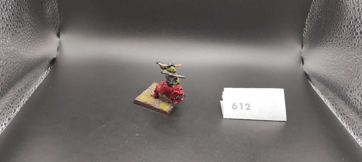 (1) Goblin Warboss Great Cave Squig Metal Orcs & Goblins Warhammer Fantasy Miniatures -1612-