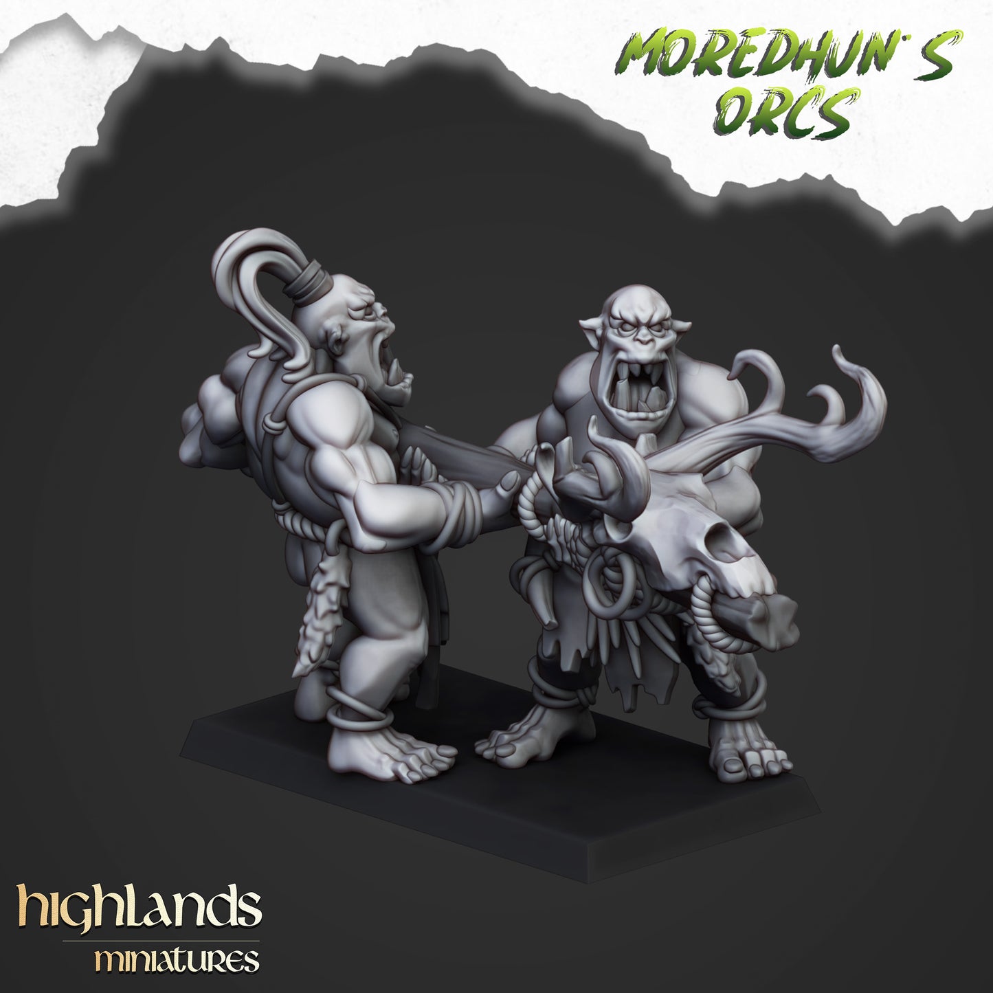 Cave Ork with Big Stick - Highlands Miniatures (1)