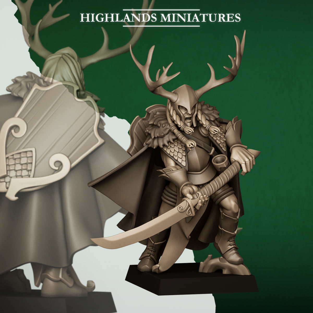 Nelf Highborn Feral Elf Highborn with Spear - Highlands Miniatures (1) – 3dminiatures.it
