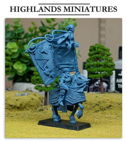 Sunland Battle Standard Bearer on horse - Highlands Miniatures (1)