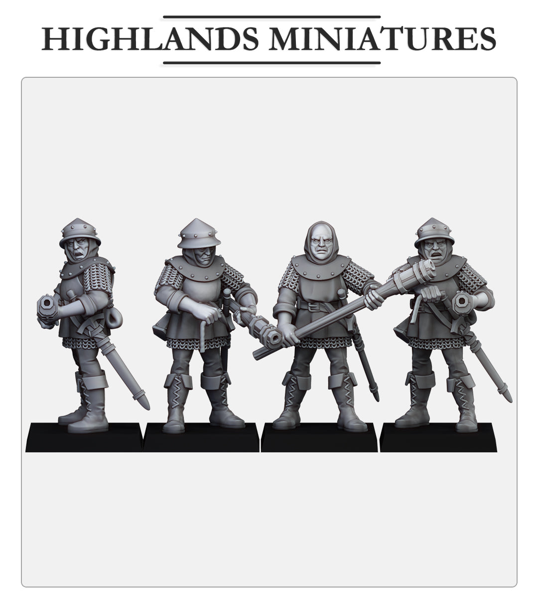 Gallia Shooters: Handgunners - Highlands Miniatures (4)