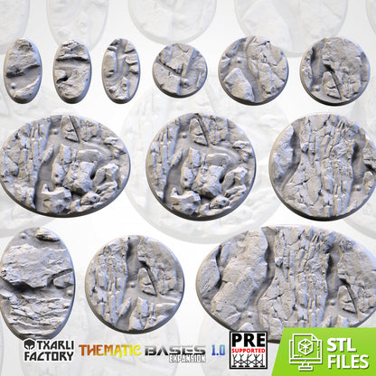 Volcanic Bases Textured Scenic Round and Oval Bases Compatible With Warhammer 40k Aos Standard or Topper
