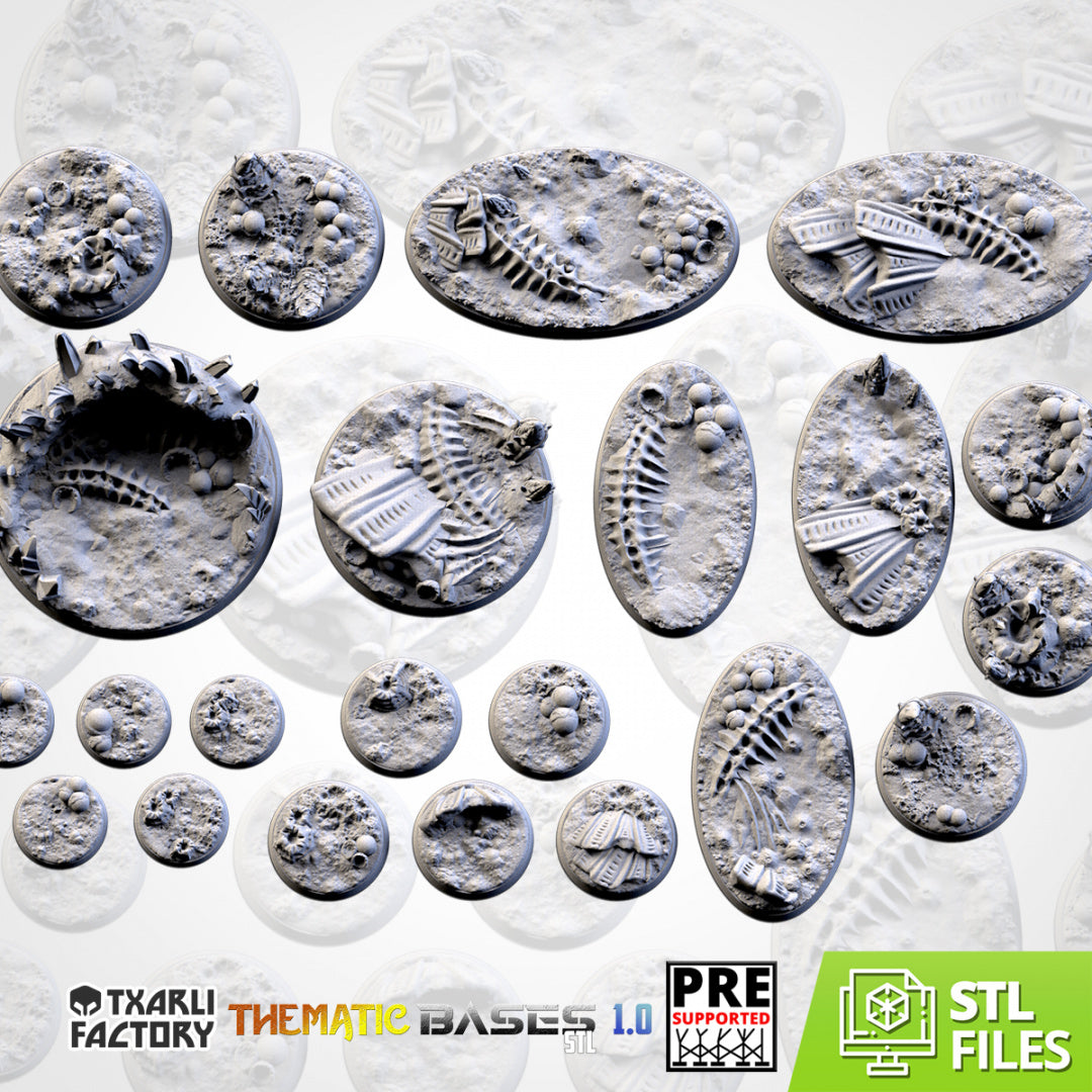 Alien Bases Textured Scenic Round and Oval Bases Compatible With Warhammer 40k Aos Standard or Topper