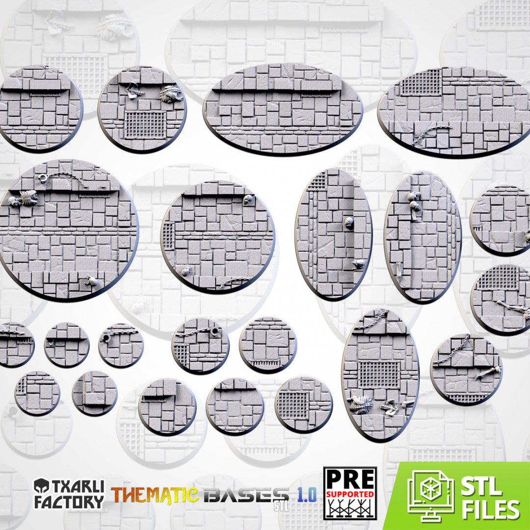 Dungeon Bases Bases Textured Scenic Round and Oval Bases Compatible With Warhammer 40k Aos Standard or Topper