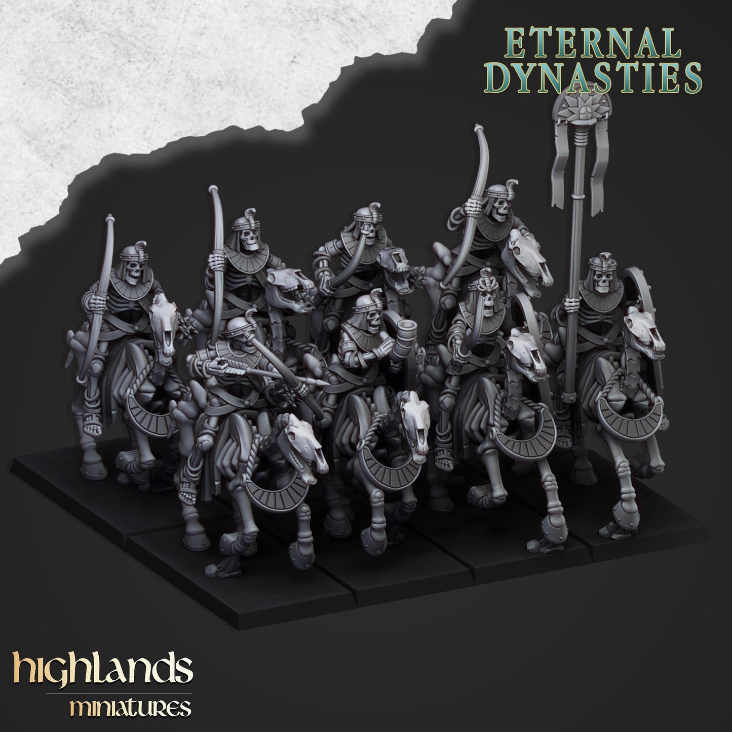 Ancient Skeletal Cavalry with Bows - Highlands Miniatures (5)