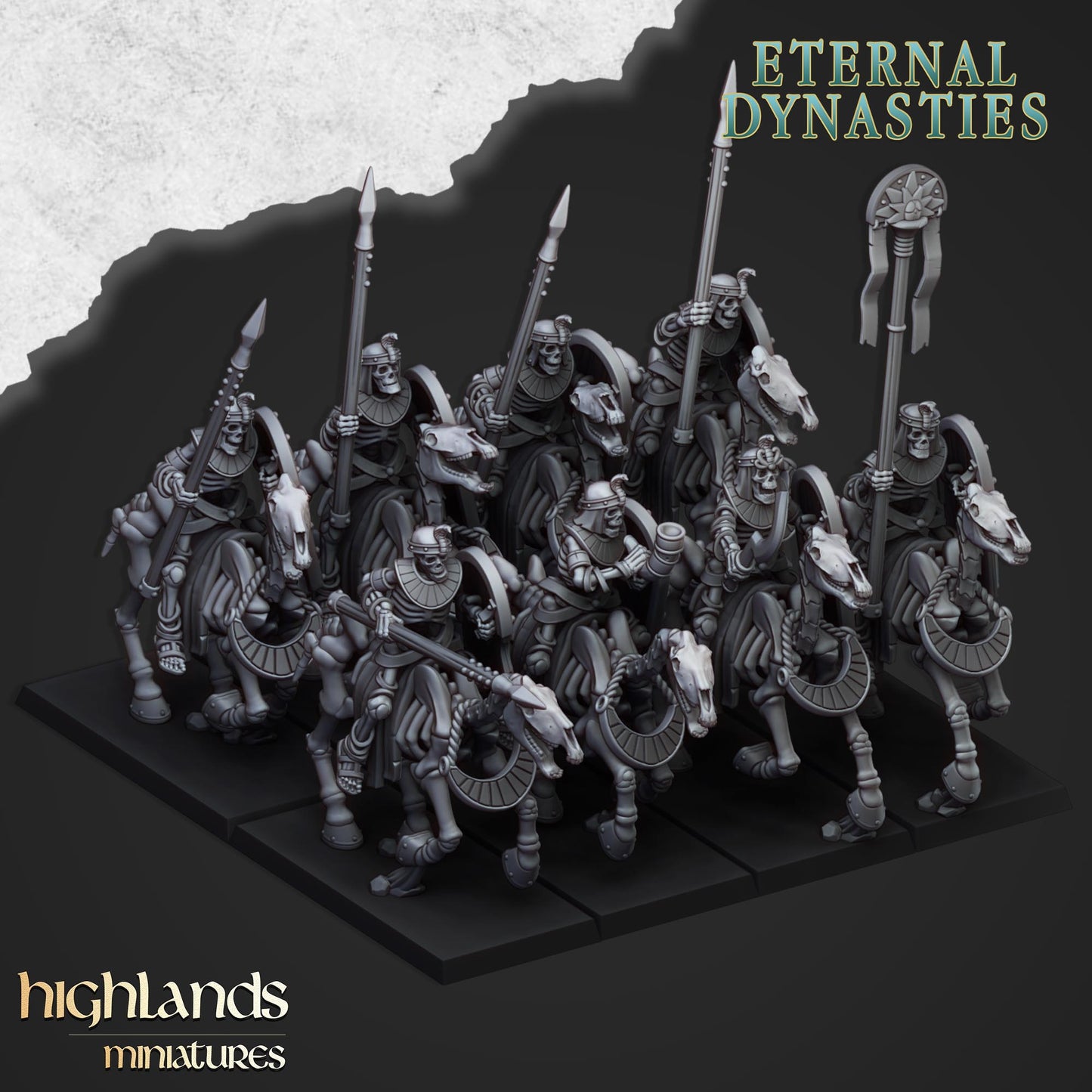 Ancient Skeletal Cavalry with Spears - Highlands Miniatures (5)
