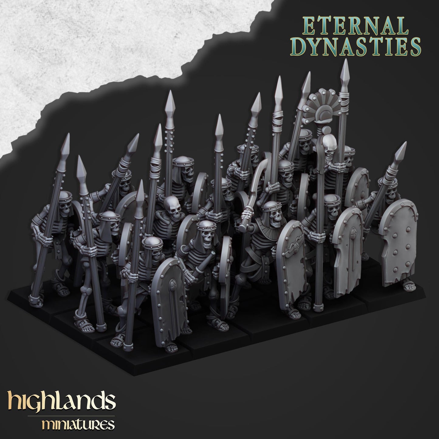 Ancient Skeletons with Spears - Highlands Miniatures (10)