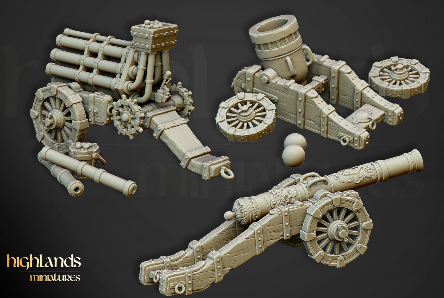 Sunland Artillery Mortar - Highlands Miniatures (1+5)