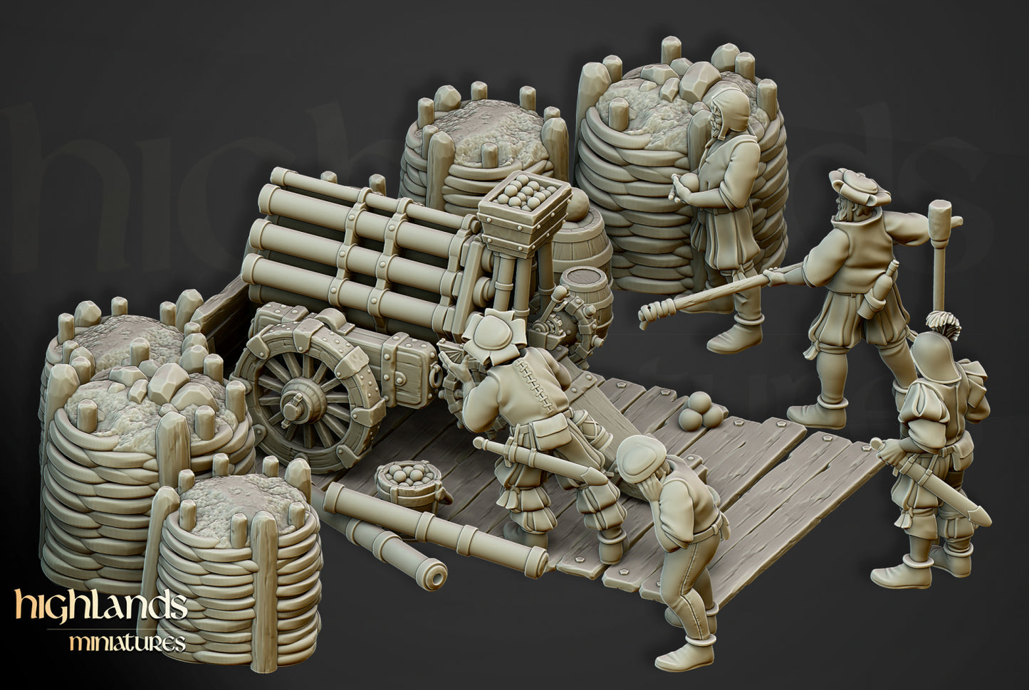 Sunland Artillery Volley Gun - Highlands Miniatures (1+5)