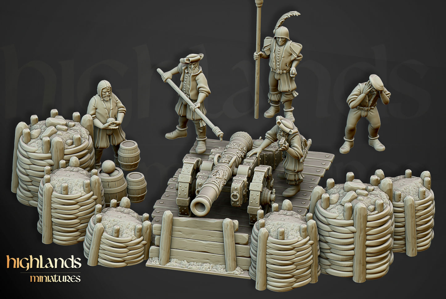 Sunland Artillery Imperial Cannon - Highlands Miniatures (1+5)