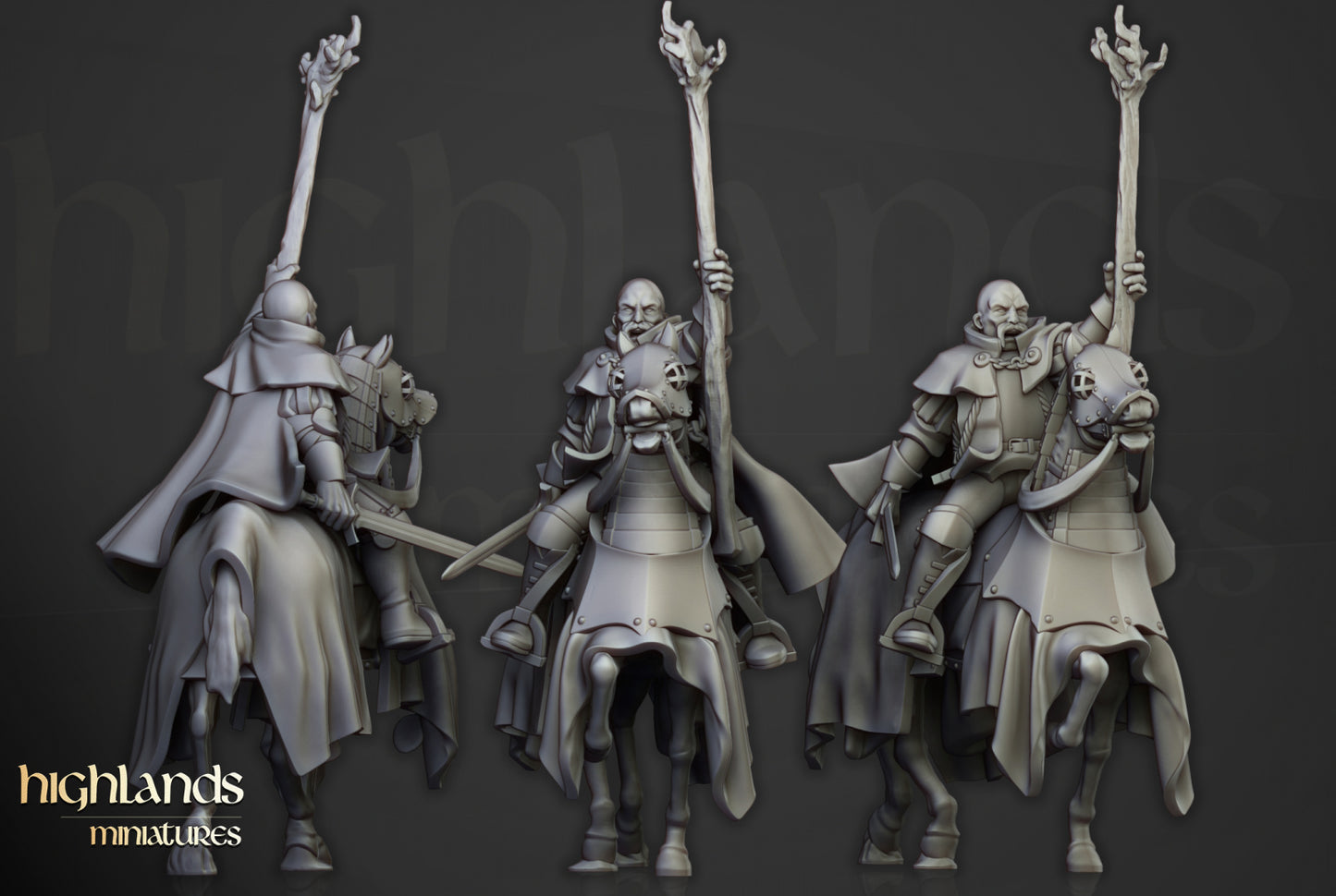 Battle Wizards on Horse A - Highlands Miniatures (1)