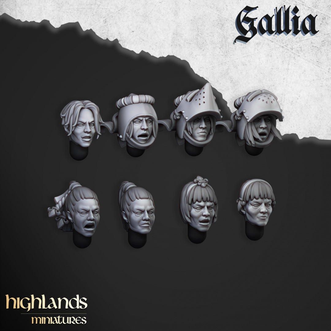 Female Gallia Heads - Highlands Miniatures (8)