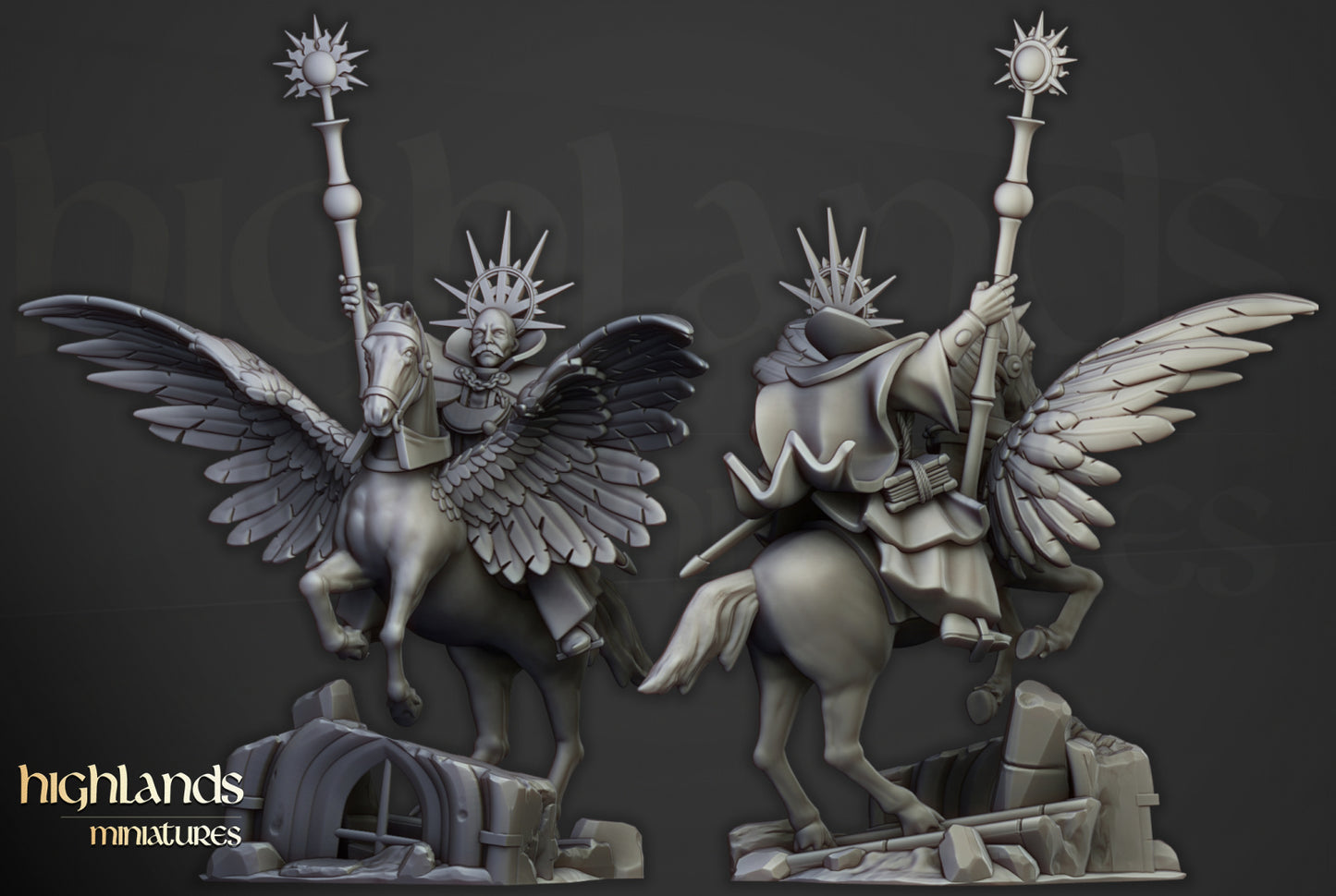 High Mage of Sunland on Pegasus - Highlands Miniatures (1)