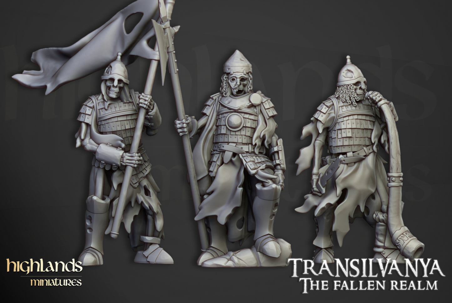 Skeleton Boyar Guard with Spears - Highlands Miniatures (10)