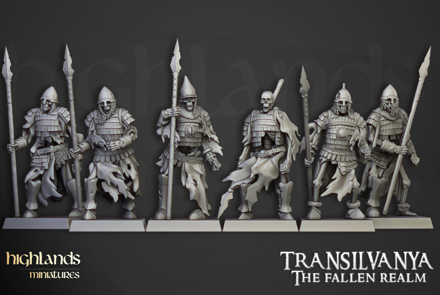 Skeleton Boyar Guard with Spears - Highlands Miniatures (10)