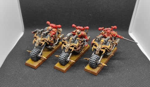 (3) Khorne Bikes Pro-Painted LP Chaos Space Marines Warhammer 40k -2197-