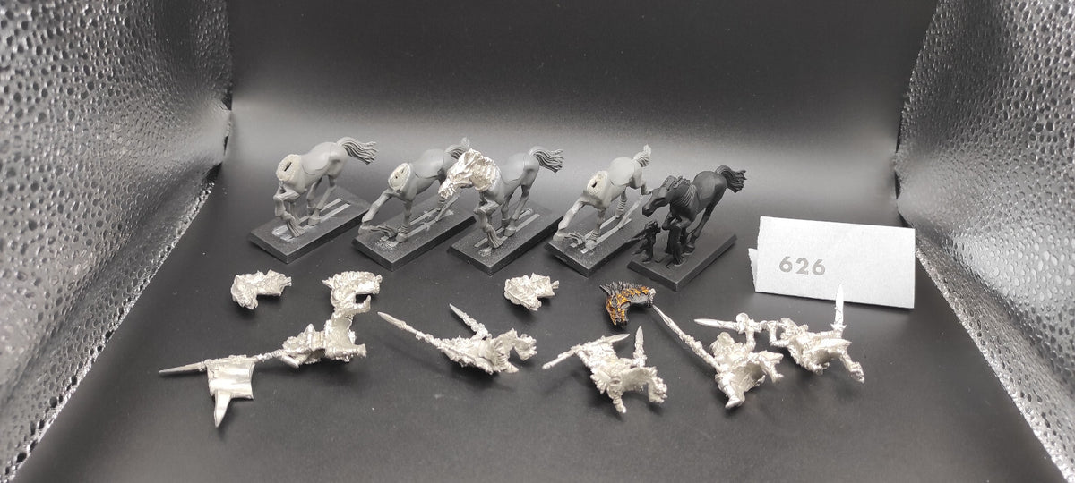 (5) Wood Elves Kurnous Riders Wild Metal Warhammer Fantasy Miniatures -1964-